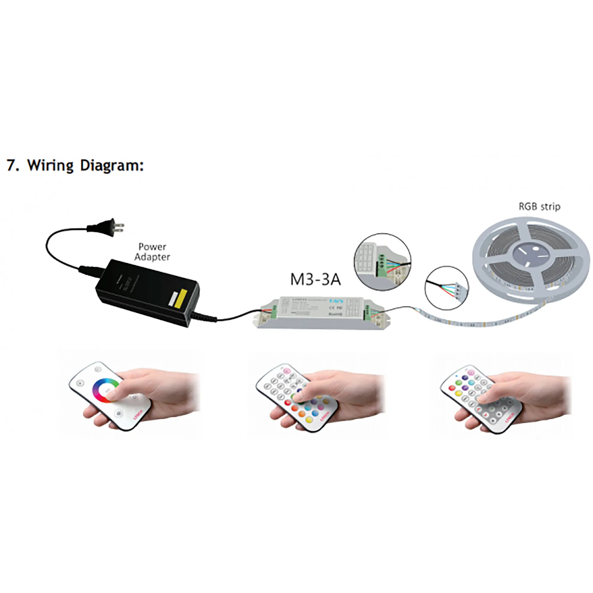 RGB Remote Control 433MHz RF CR2032. M7  LTECH Remote Control